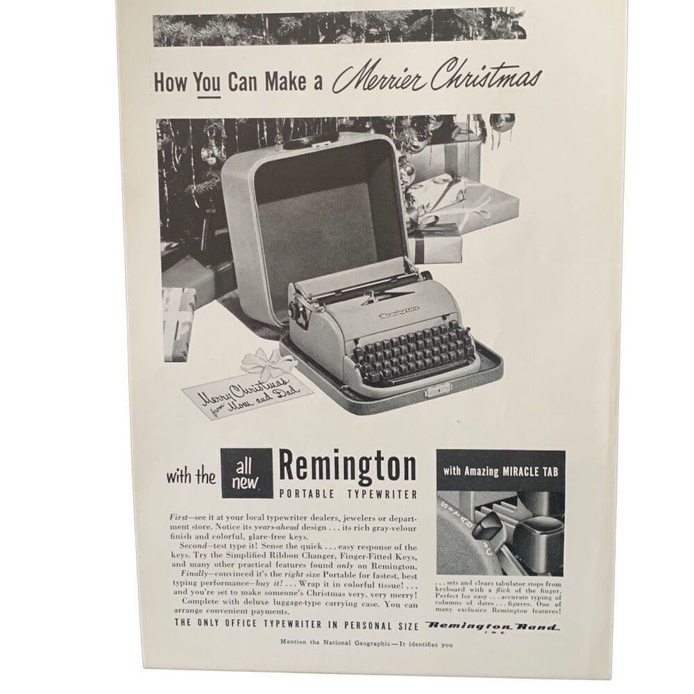 Vintage 1950 Remington Portable Typewriter Ad Advertisement
